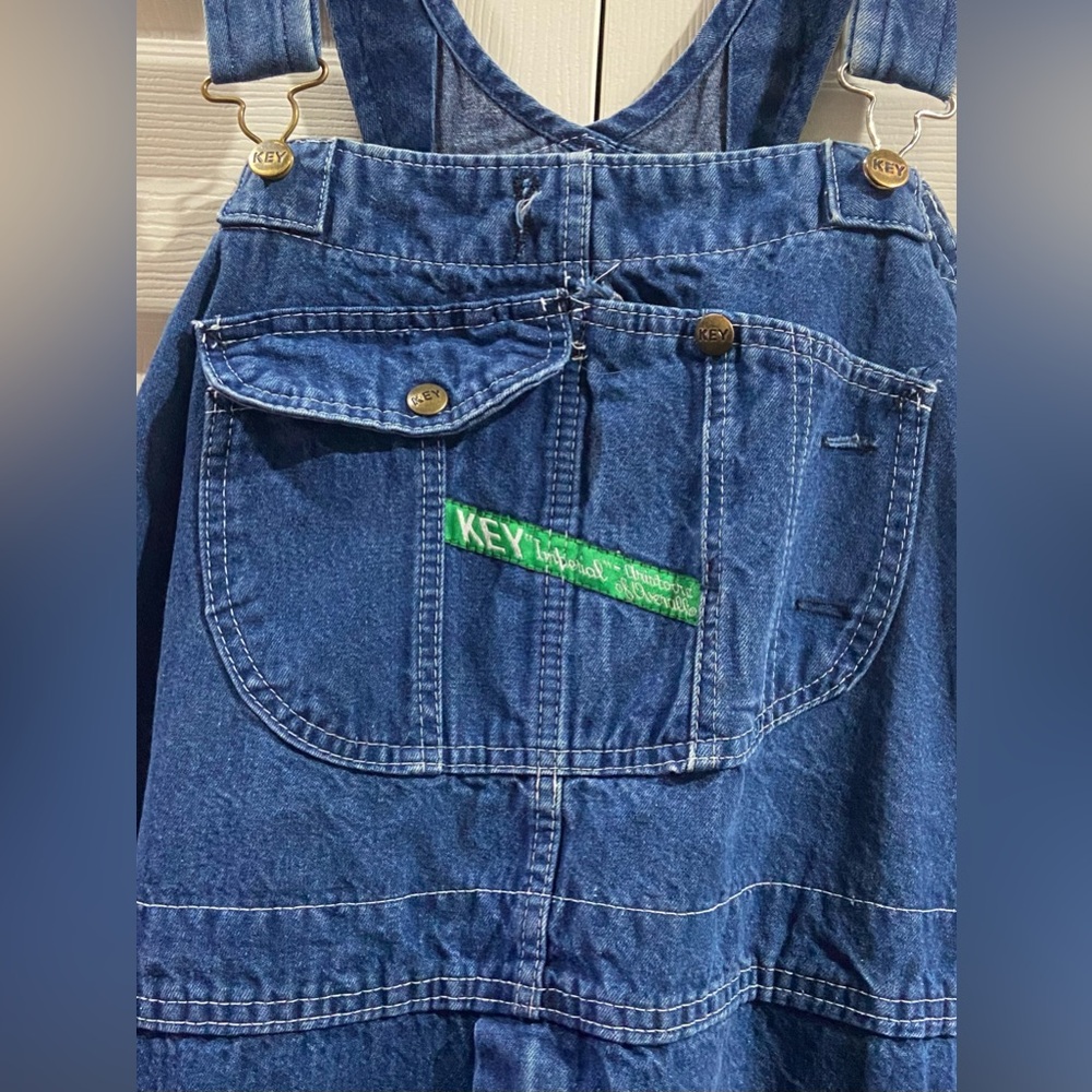 Key Imperial Men's Blue Work Jean Denim Bib Overalls VTG Size 56x30 - Picture 3 of 4